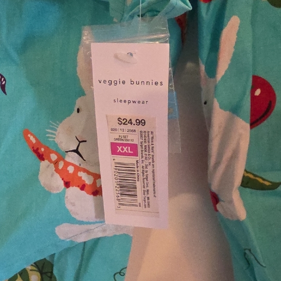 Nick & Nora Turquoise Pajamas with Bunny and Berry Print - Picture 2 of 2